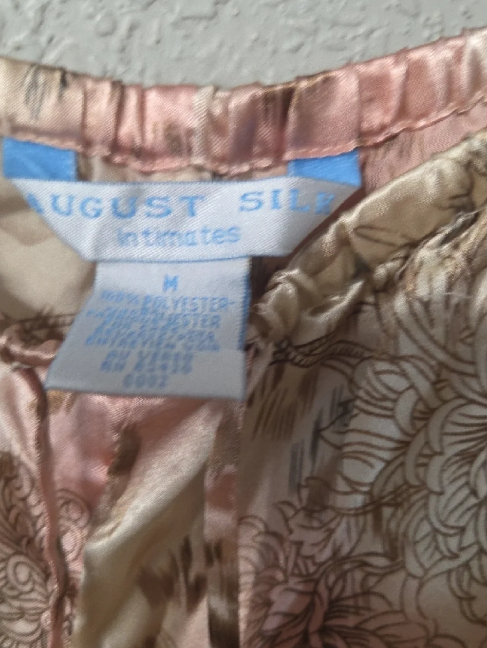 August silk Pink and Cream Satin Printed Lounge Pants Medium Sz